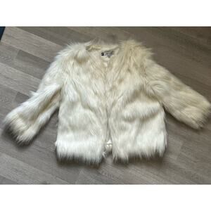 Jennifer Lopez White Faux Fur Jacket M